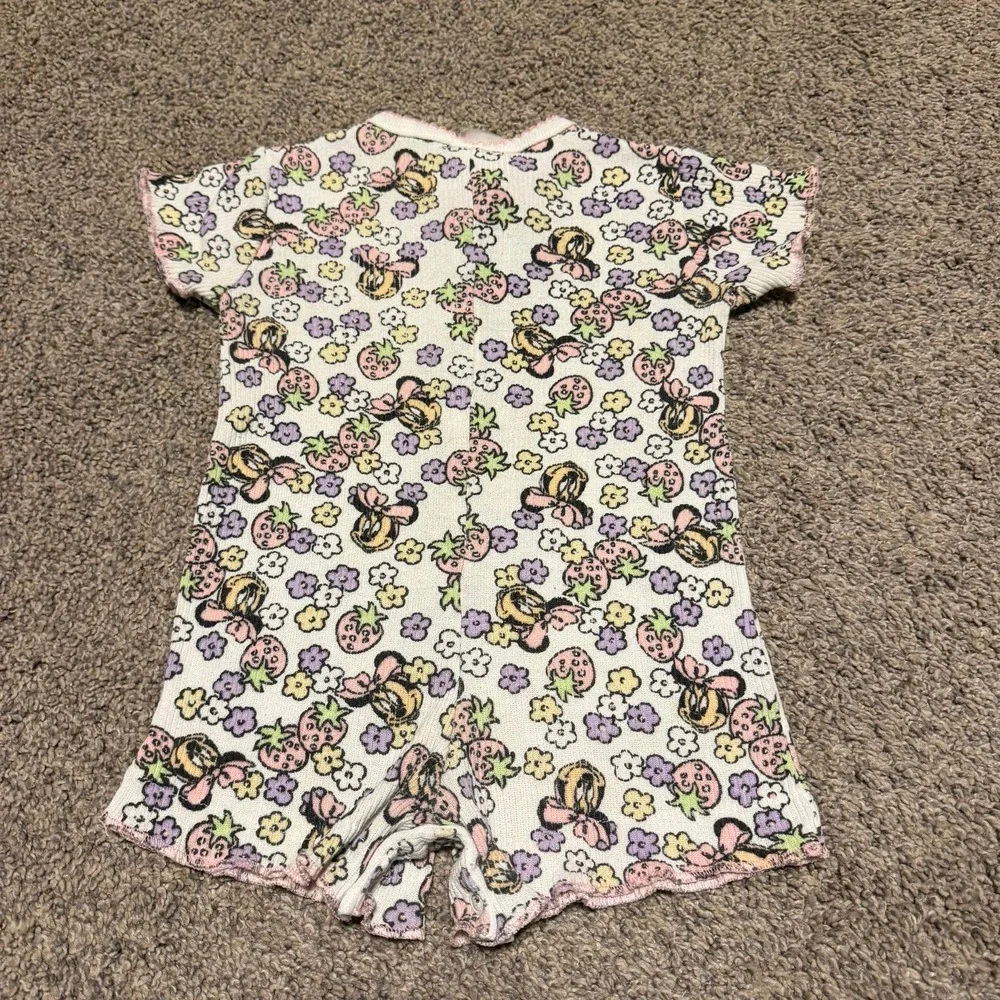 Vintage Disney Babies Romper 9-12M Minnie Strawberry Bee Floral Baby Girls 90s